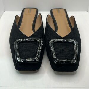 Sam Edelman Lavina slip on Buckle Mules flat shoes square toe size 8M. No box